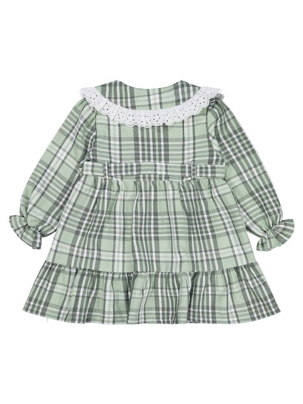 Civil Girls Ekose Desenli 2-5 Yaş Elbise - Yeşil