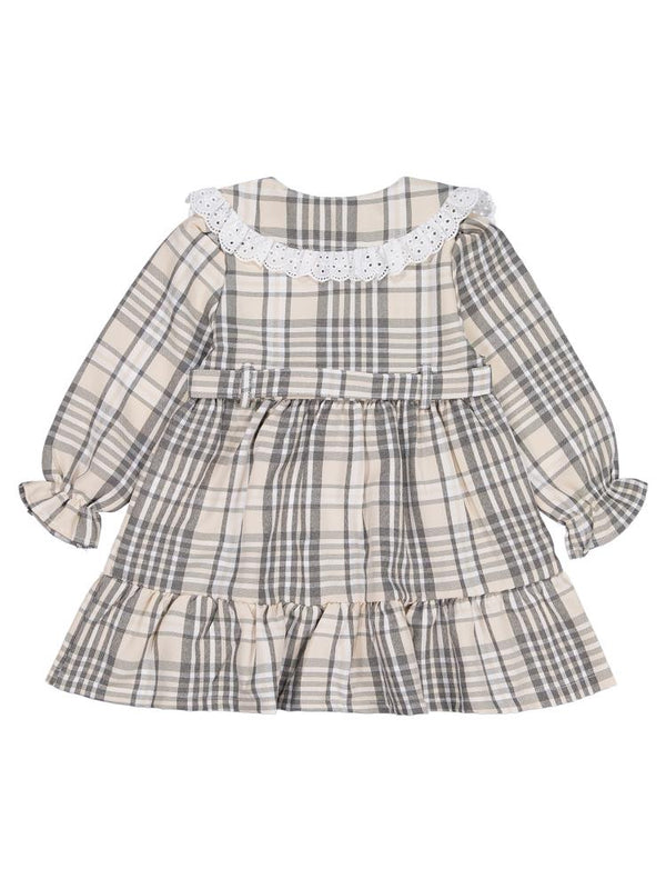 Civil Girls Ekose Desenli 2-5 Yaş Elbise - Bej