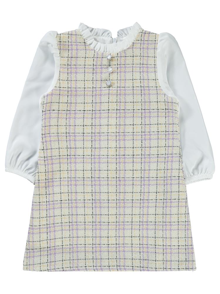 Civil Girls Düğmeli 2-5 Yaş Elbise - Lila