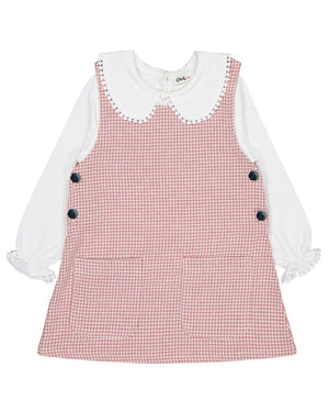 Civil Girls Yakası Pomponlu 2-5 Yaş Elbise - Pembe