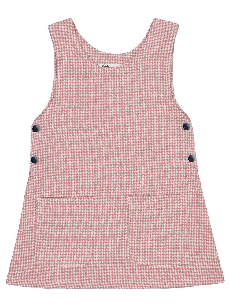 Civil Girls Yakası Pomponlu 2-5 Yaş Elbise - Pembe