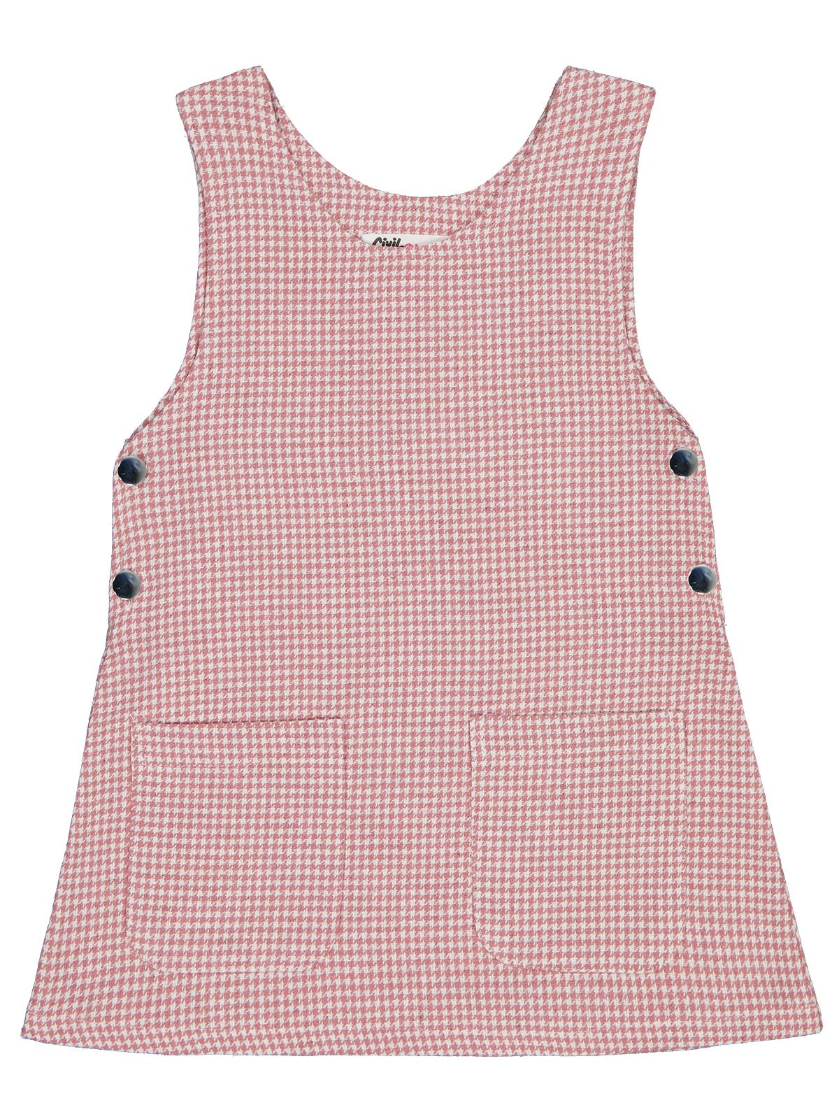 Civil Girls Yakası Pomponlu 2-5 Yaş Elbise - Pembe
