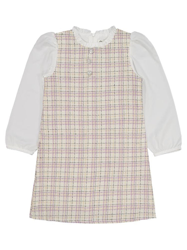 Civil Girls Düğmeli 6-9 Yaş Elbise - Lila