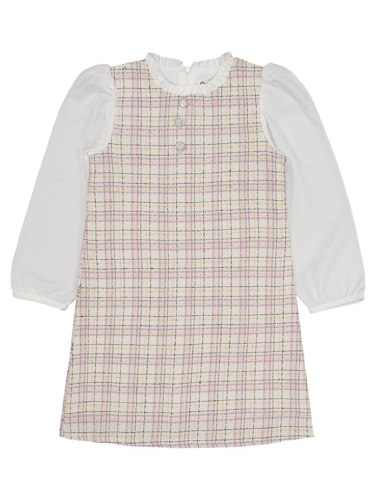 Civil Girls Düğmeli 6-9 Yaş Elbise - Lila