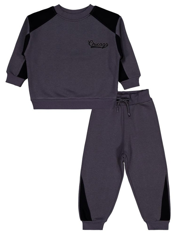 Civil Boys Chıcago Nakışlı 2-5 Yaş Eşofman Takımı - Gri