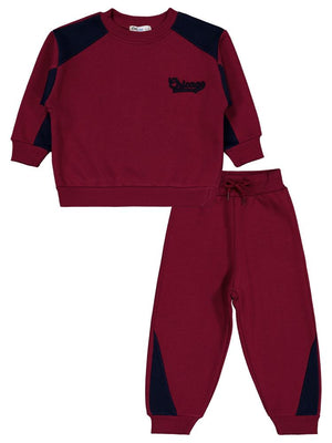 Civil Boys Chıcago Nakışlı 2-5 Yaş Eşofman Takımı - Bordo