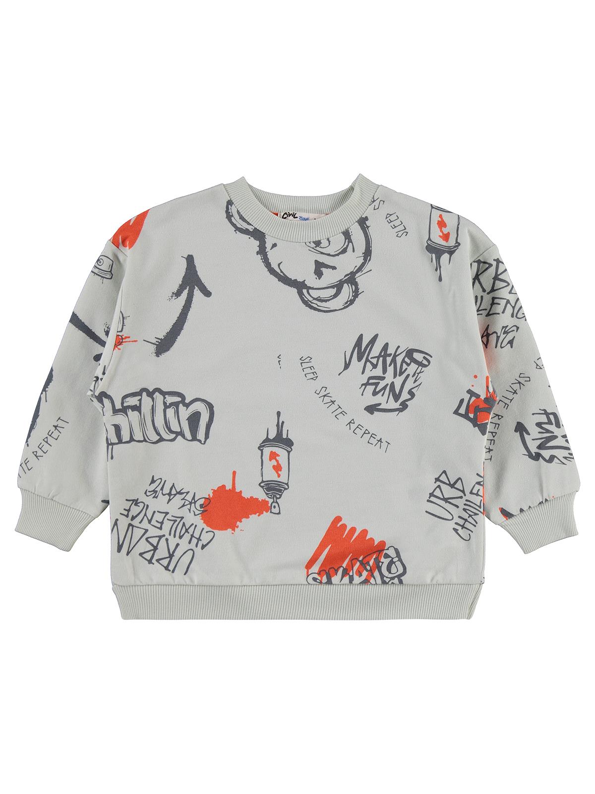 Civil Erkek Çocuk Urban Empirme Sweatshirt | 2 İp Uzun Kol | Okul Kreş ve Günlük Kullanım - Gri