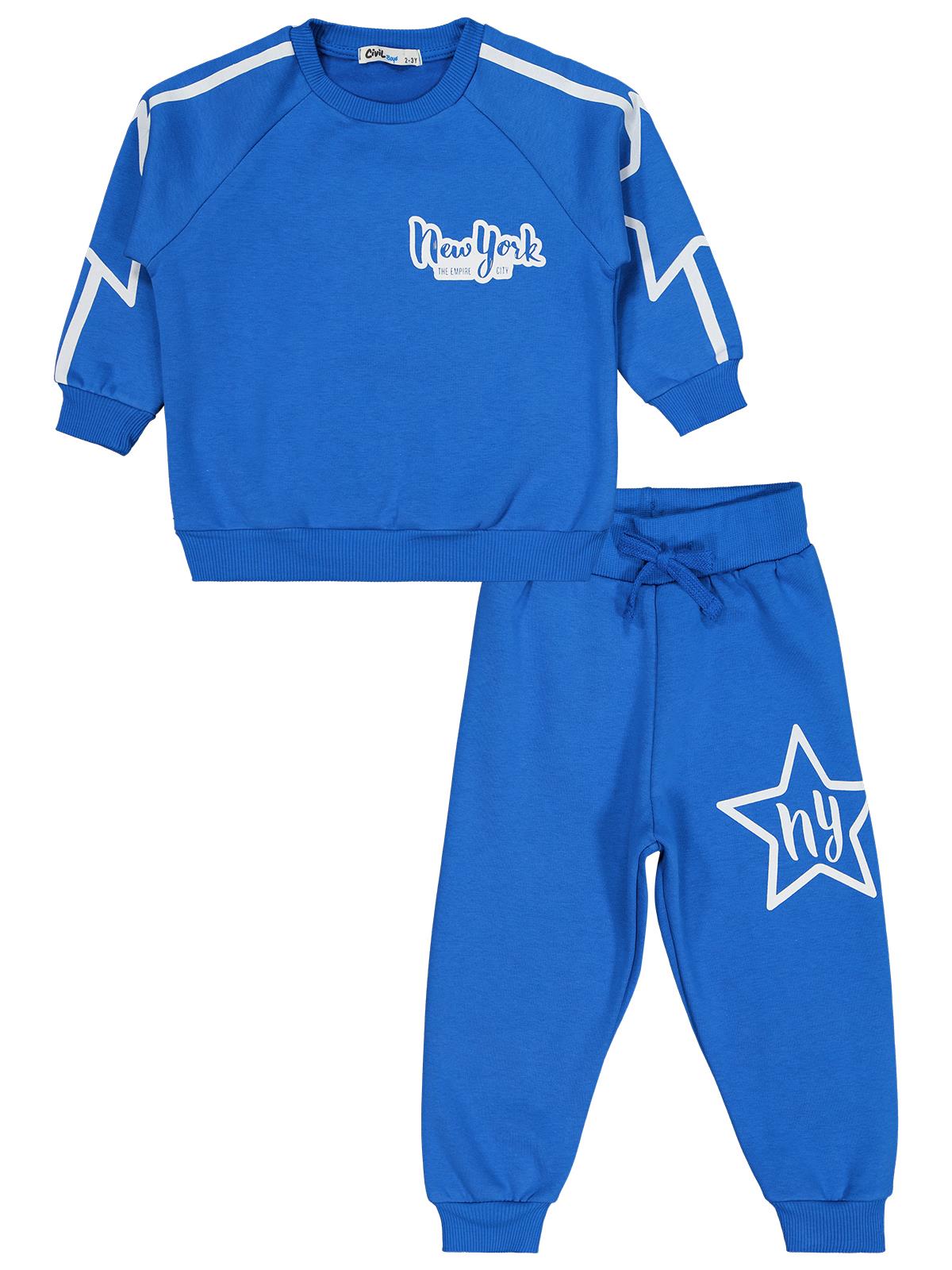 Civil Boys New York Yıldız Baskılı 2-5 Yaş Eşofman Takımı - Mavi