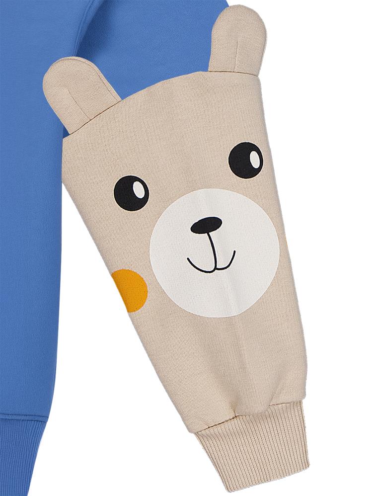 Civil Boys Kolları Ayı Baskılı 2-5 Yaş Sweatshirt - Mavi