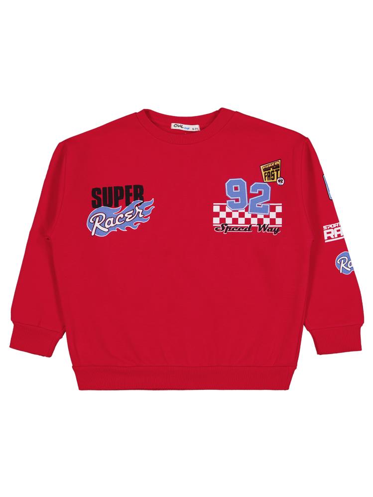 Civil Boys Super 92 Baskılı 6-9 Yaş Sweatshirt - Kırmızı