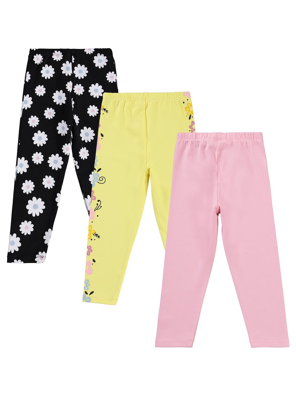 Civil Girls Çiçek Baskılı 3'lü Set 2-5 Yaş Tayt