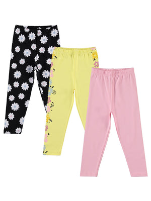 Civil Girls Çiçek Baskılı 3'lü Set 2-5 Yaş Tayt