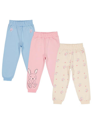 Civil Girls Tavşan Baskılı 3'lü Set 2-5 Yaş Eşofman Altı