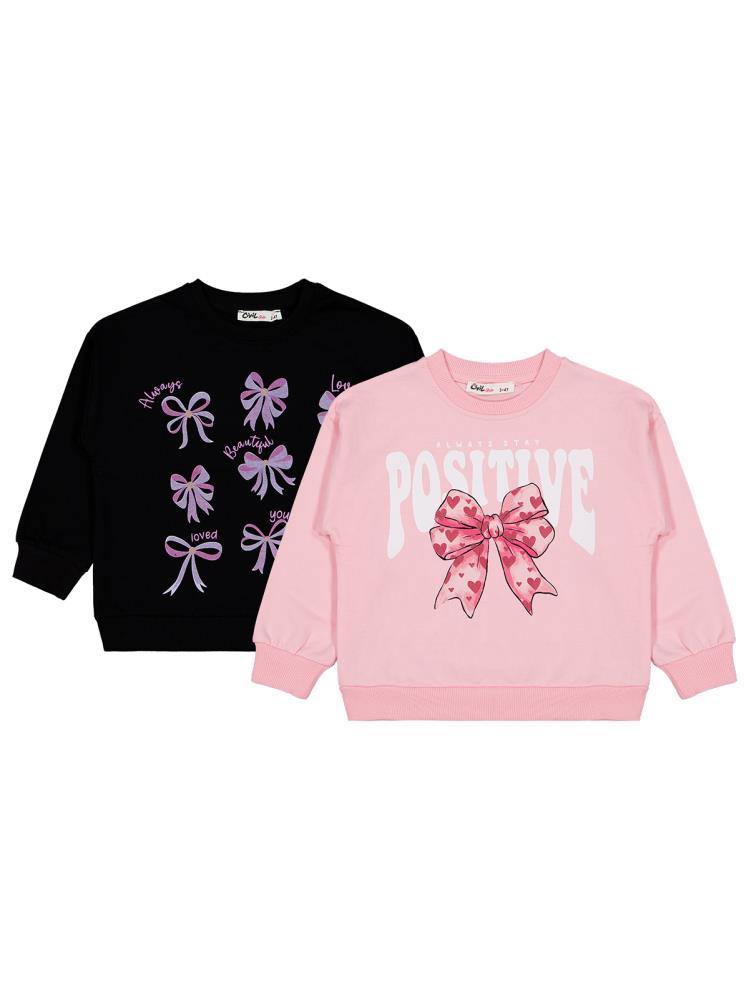 Civil Girls Fiyonk Baskılı 2'li Set 2-5 Yaş Sweatshirt