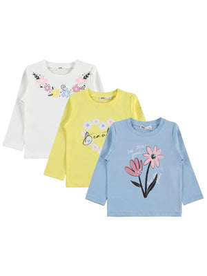Civil Girls Çiçek Baskılı 3'lü Set 2-5 Yaş Sweatshirt