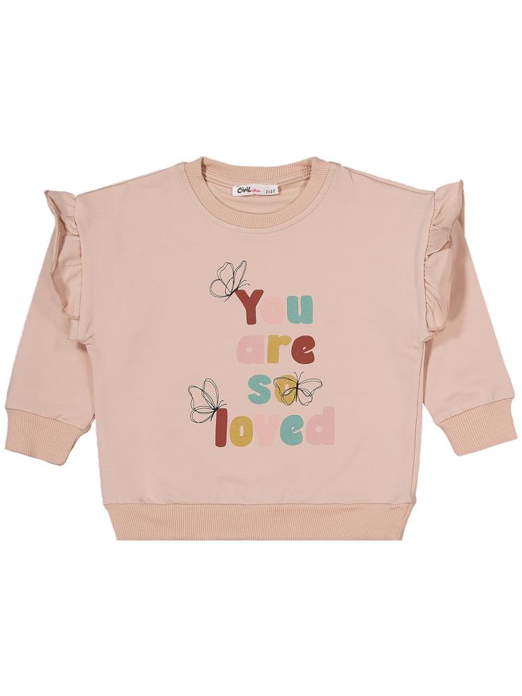 Civil Girls Kelebek Baskılı 3'lü Set 2-5 Yaş Sweatshirt