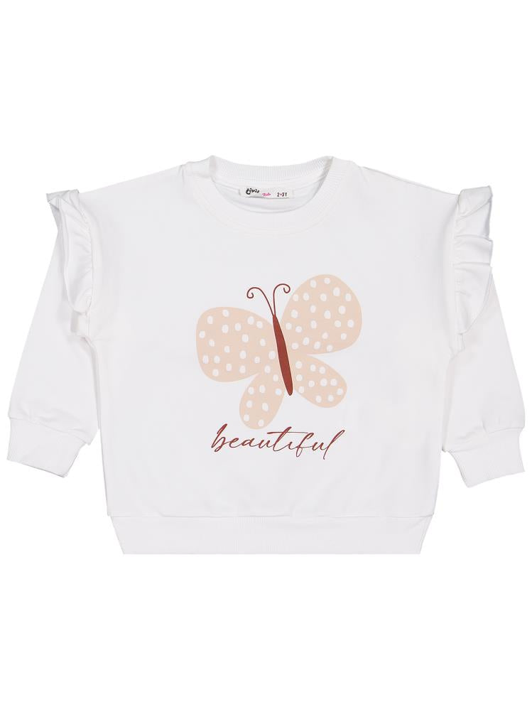 Civil Girls Kelebek Baskılı 3'lü Set 2-5 Yaş Sweatshirt