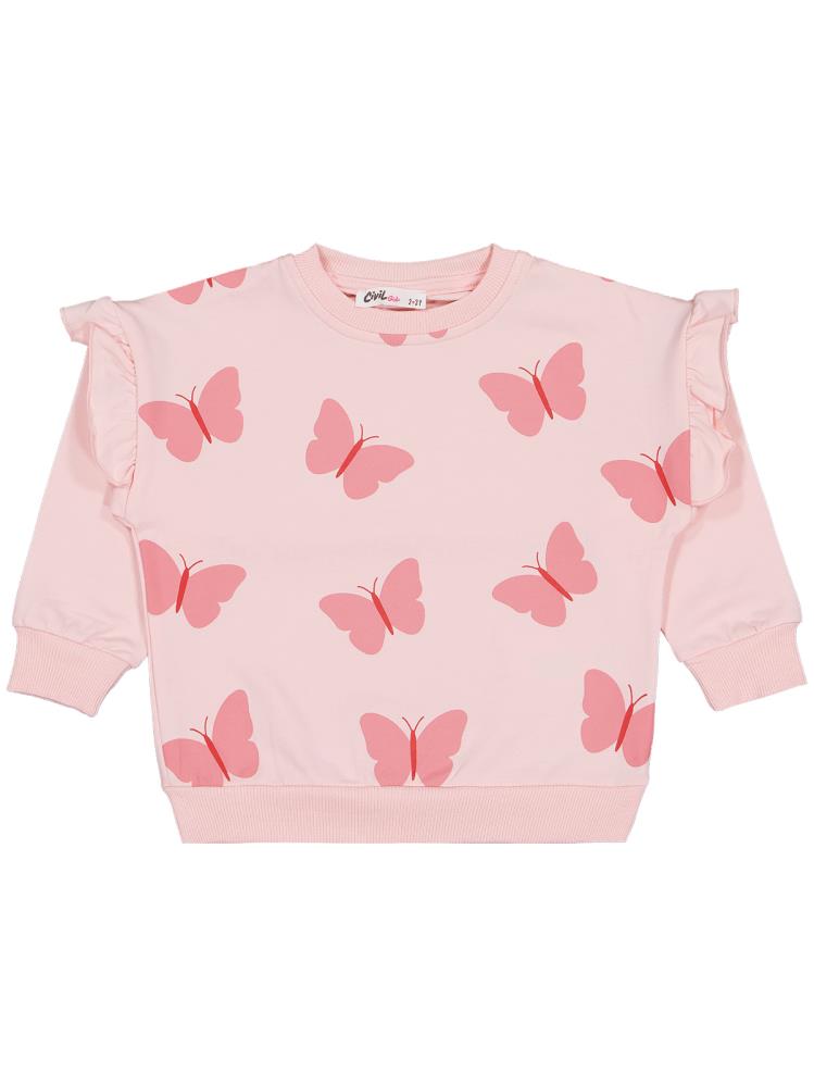 Civil Girls Kelebek Baskılı 3'lü Set 2-5 Yaş Sweatshirt