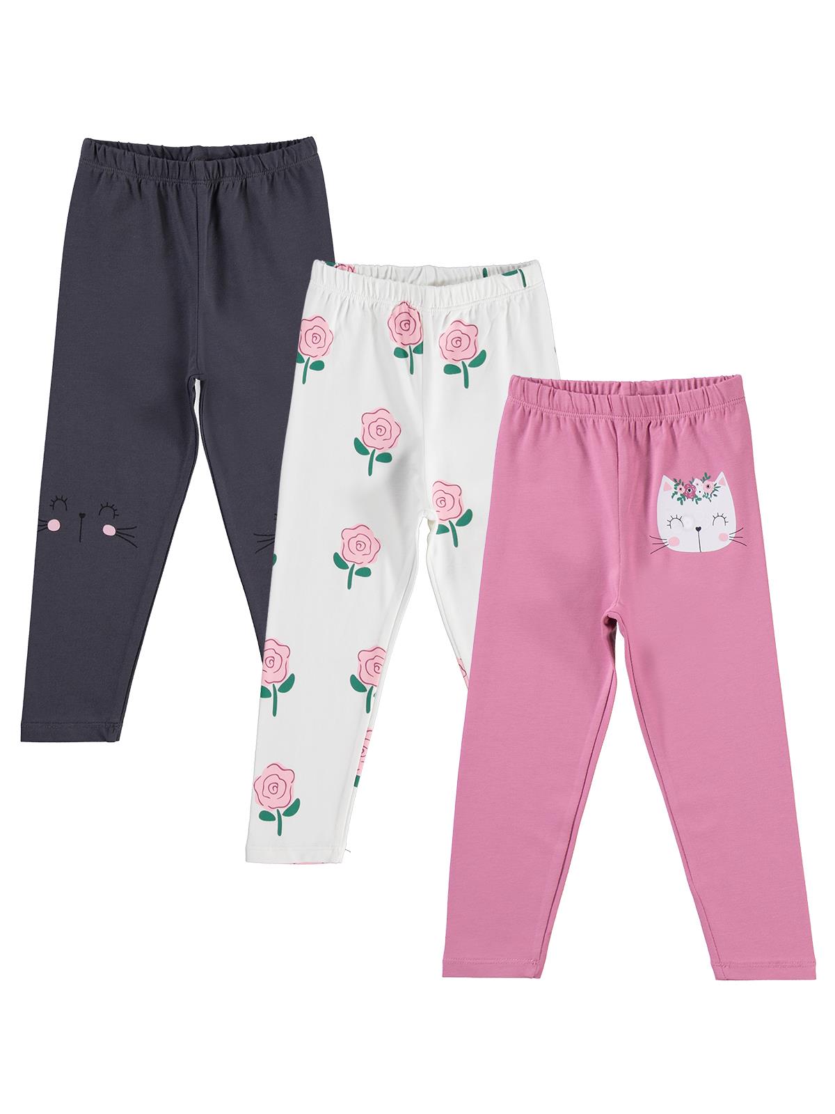 Civil Girls Kedi Baskılı 3'lü Set 2-5 Yaş Tayt