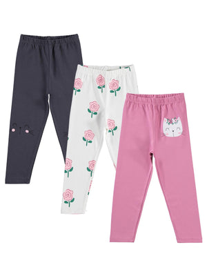 Civil Girls Kedi Baskılı 3'lü Set 2-5 Yaş Tayt