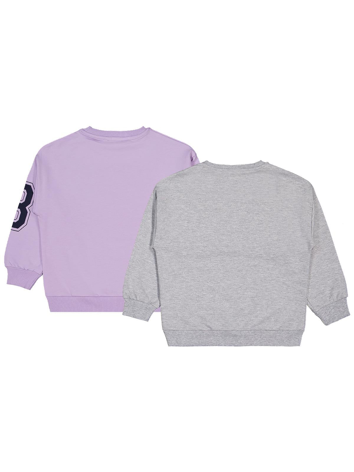 Civil Kız Çocuk New York Baskılı 2'li Set Sweatshirt | 2 İp Uzun Kol | Okul Kreş ve Günlük Kullanım