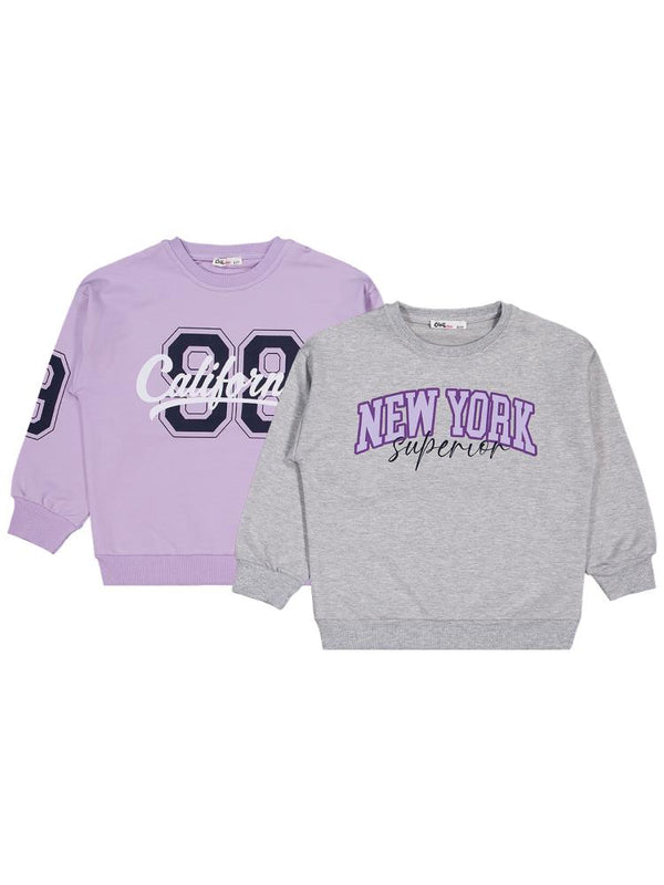 Civil Girls New York Baskılı 2'li Set 6-9 Yaş Sweatshirt