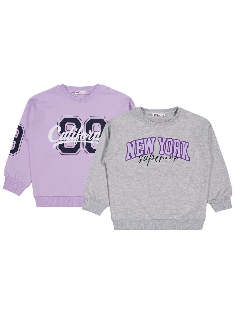 Civil Girls New York Baskılı 2'li Set 6-9 Yaş Sweatshirt