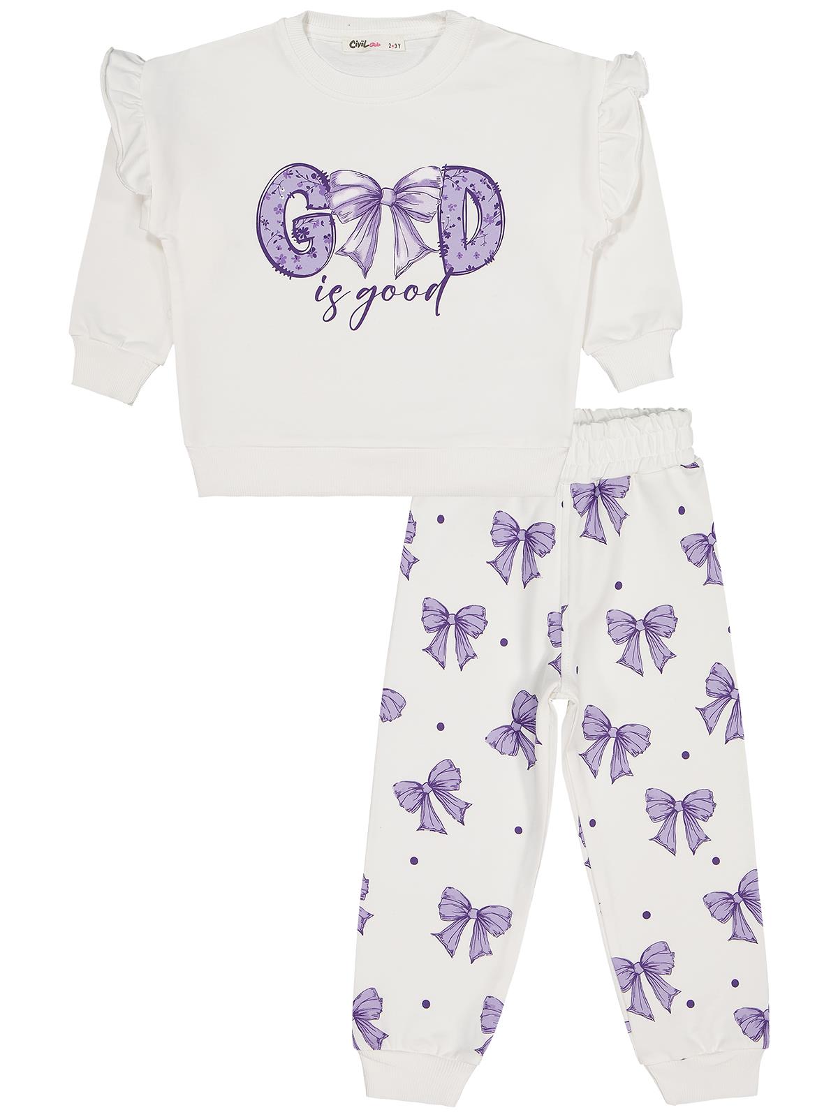 Civil Girls Fiyonk Baskılı 2'li Set 2-5 Yaş Takım