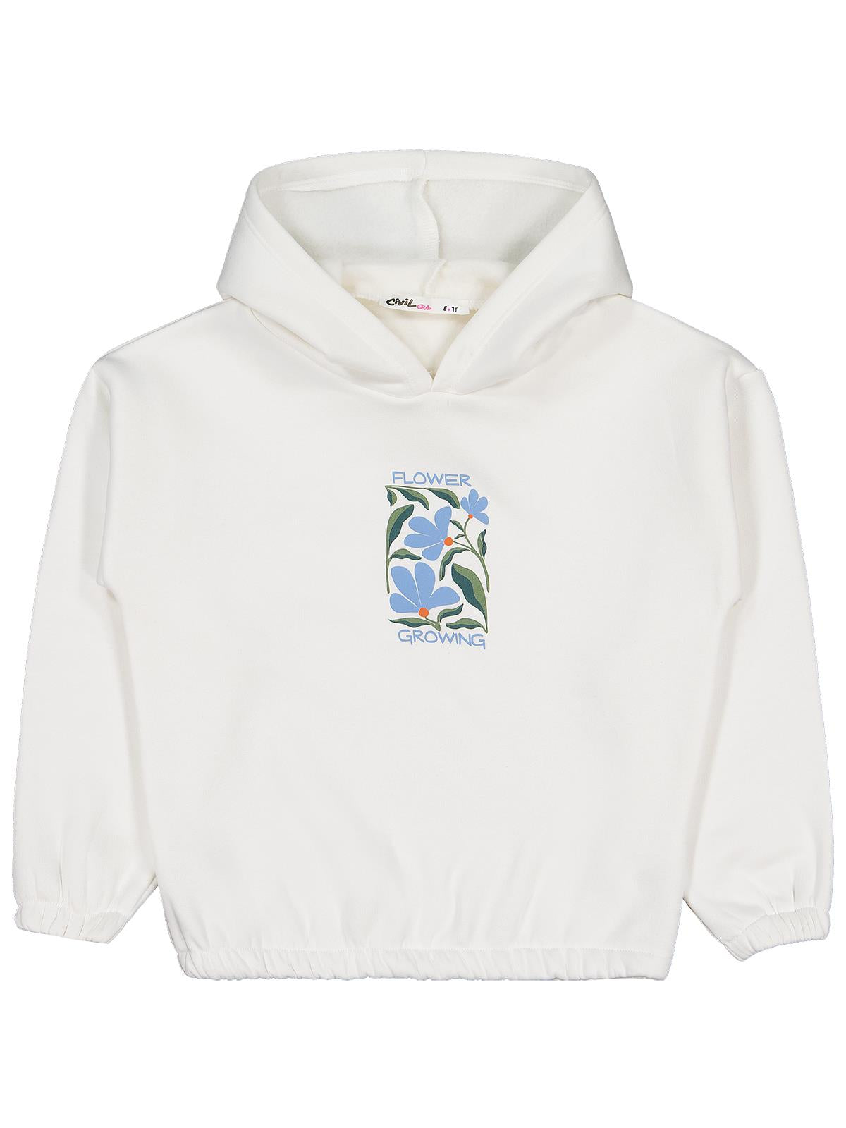 Civil Girls Flower Baskılı 10-13 Yaş Sweatshirt - Ekru