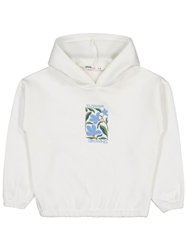 Civil Girls Flower Baskılı 6-9 Yaş Sweatshirt - Ekru