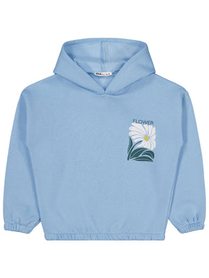 Civil Girls Flower Baskılı 10-13 Yaş Sweatshirt - Mavi
