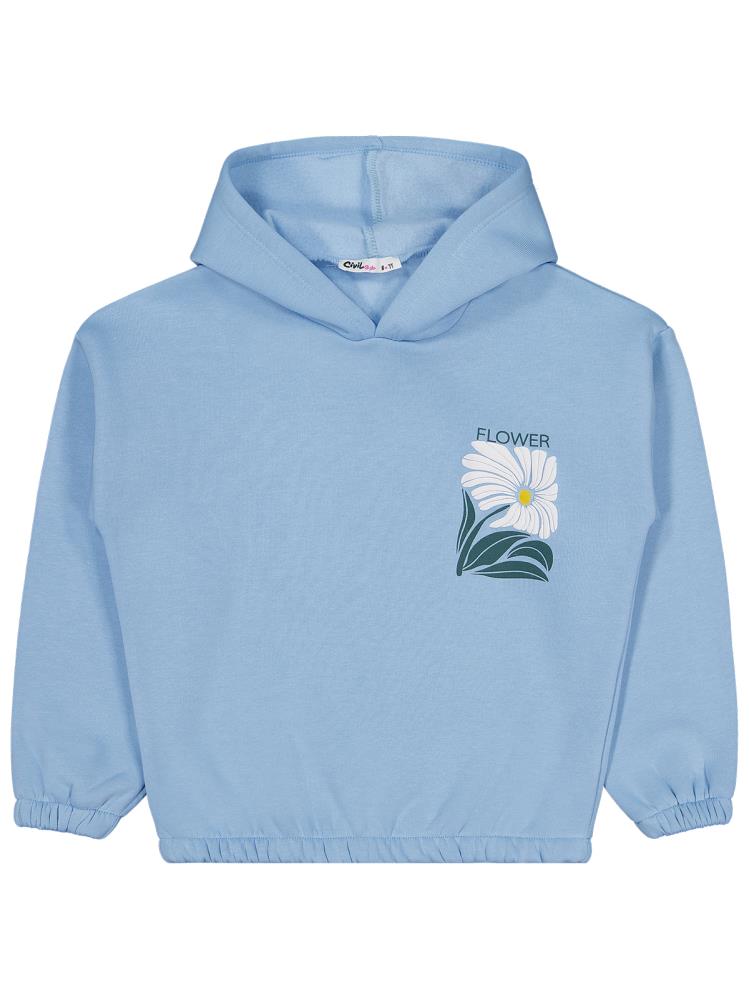 Civil Girls Flower Baskılı 6-9 Yaş Sweatshirt - Ekru