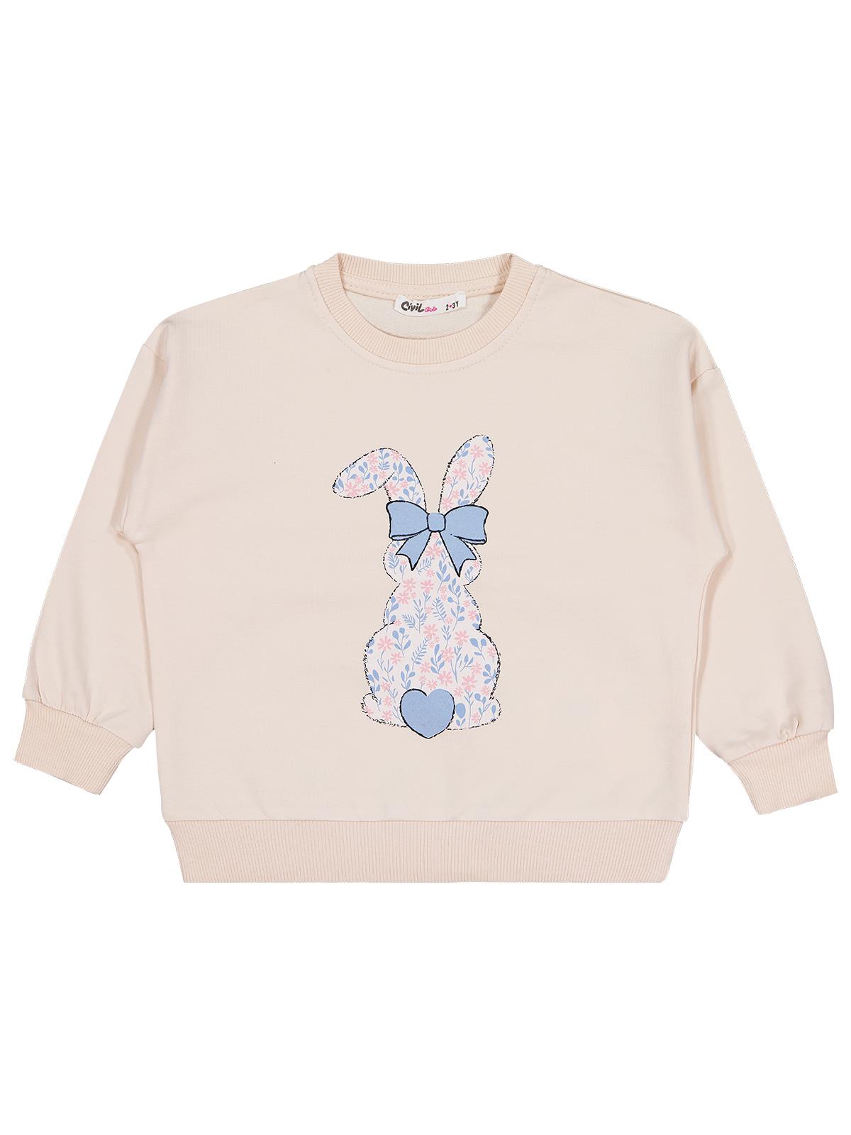 Civil Girls Tavşan Baskılı 3'lü Set 2-5 Yaş Sweatshirt