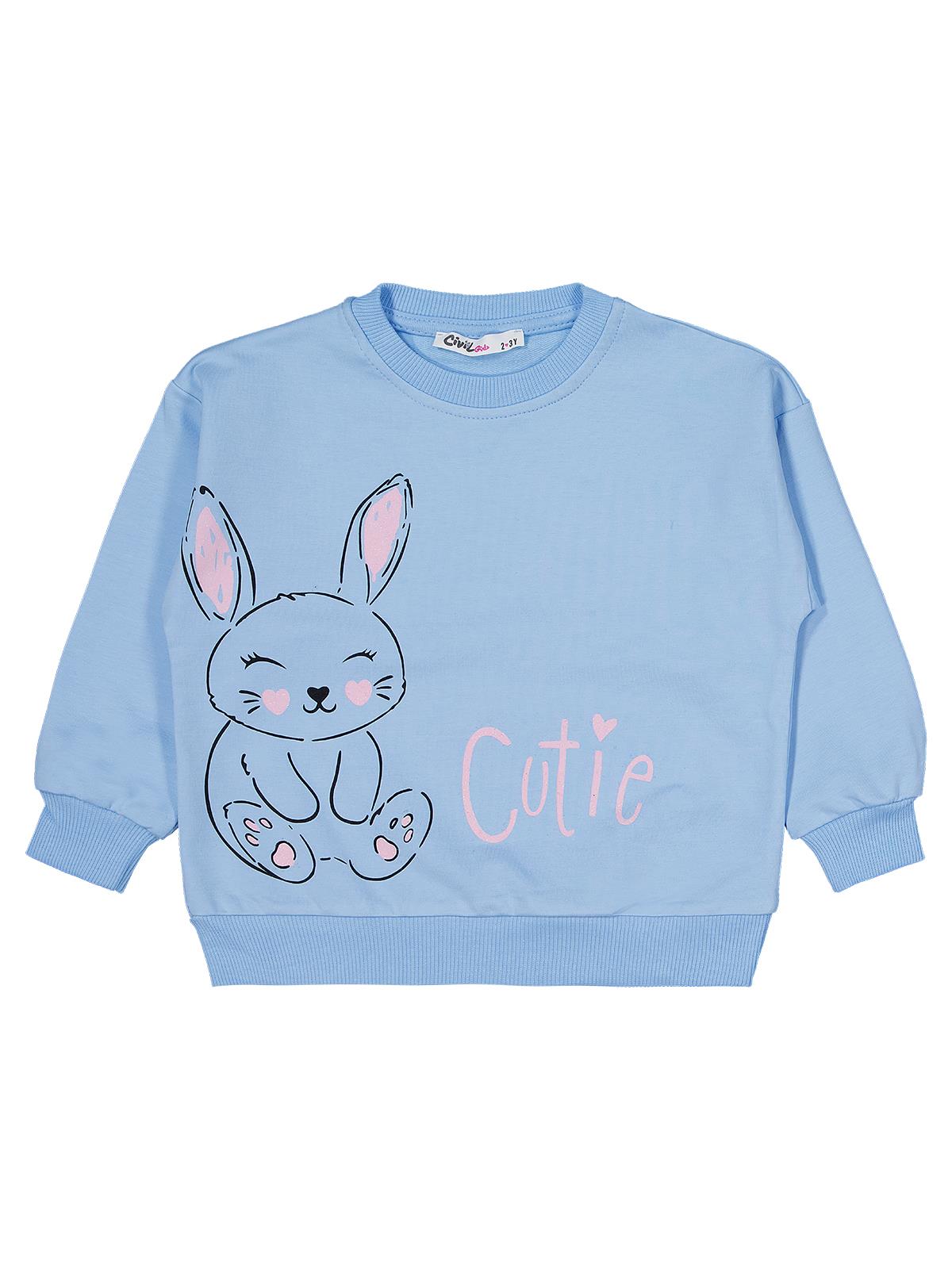 Civil Girls Tavşan Baskılı 3'lü Set 2-5 Yaş Sweatshirt