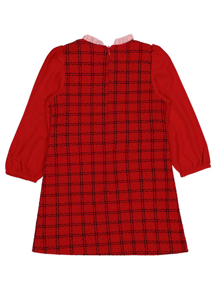 Civil Girls Yakası Fırfırlı 2-5 Yaş Elbise - Kırmızı