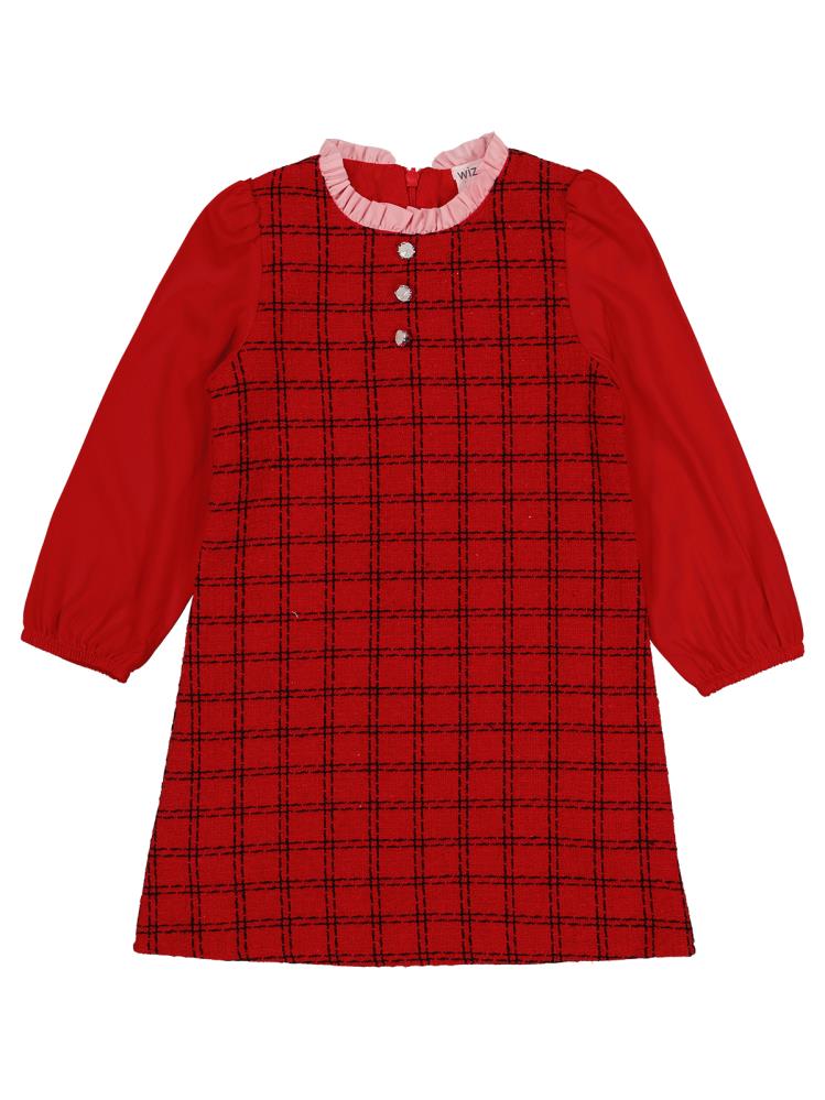 Civil Girls Yakası Fırfırlı 2-5 Yaş Elbise - Kırmızı