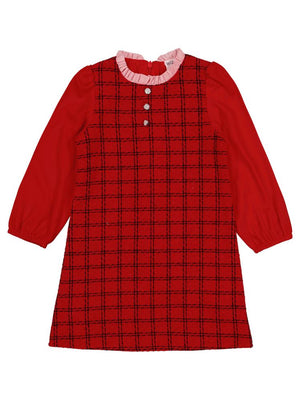 Civil Girls Yakası Fırfırlı 2-5 Yaş Elbise - Kırmızı