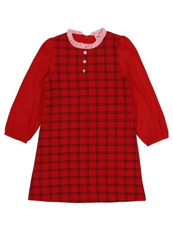 Civil Girls Yakası Fırfırlı 2-5 Yaş Elbise - Kırmızı