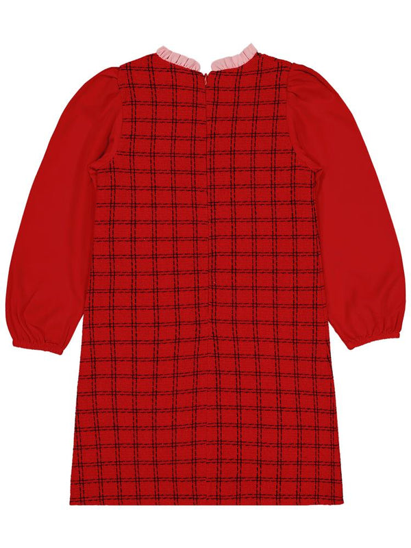 Civil Girls Yakası Fırfırlı 6-9 Yaş Elbise - Kırmızı