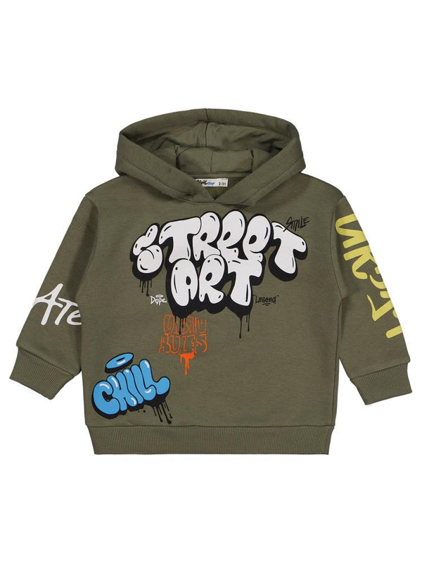 Civil Boys Street Art Baskılı 2-5 Yaş Sweatshirt - Haki