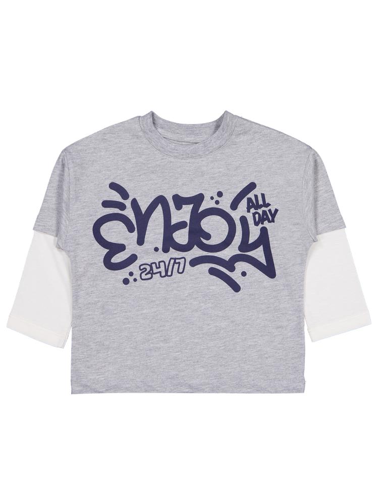 Civil Boys Enjoy Baskılı 2-5 Yaş Sweatshirt - Gri