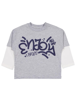 Civil Boys Enjoy Baskılı 2-5 Yaş Sweatshirt - Gri