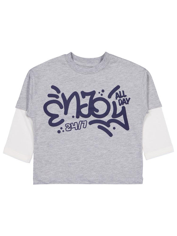 Civil Boys Enjoy Baskılı 2-5 Yaş Sweatshirt - Gri