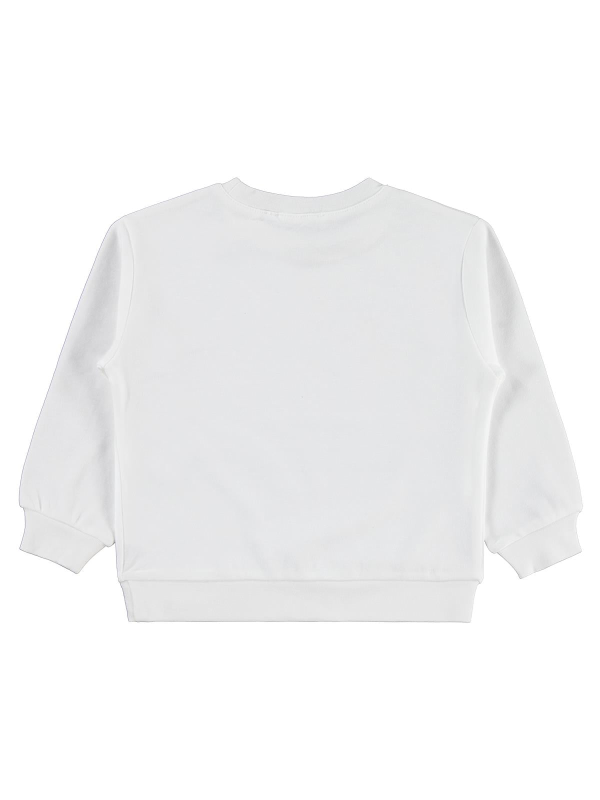 Civil Kız Çocuk Rainbow Baskılı Sweatshirt | İnterlok Uzun Kol | Okul Kreş ve Günlük Kullanım - Ekru