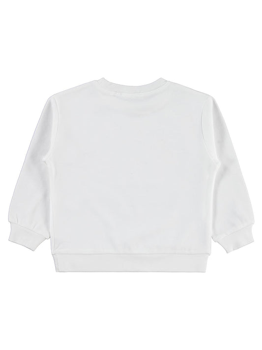 Civil Kız Çocuk Rainbow Baskılı Sweatshirt | İnterlok Uzun Kol | Okul Kreş ve Günlük Kullanım - Ekru
