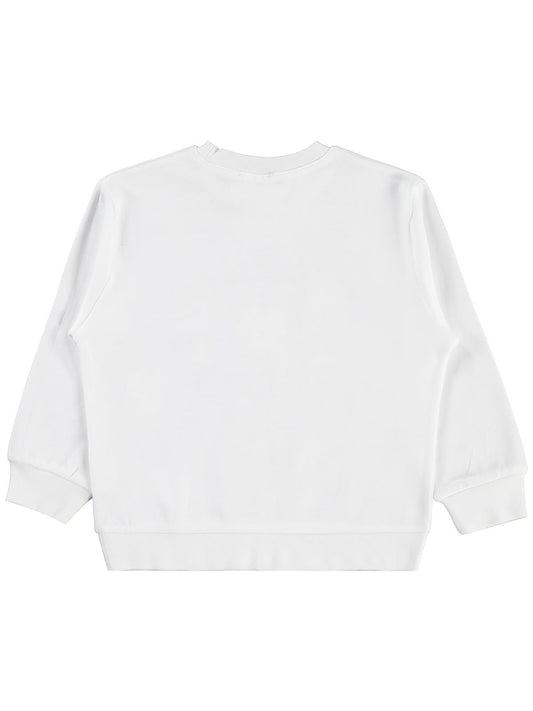 Civil Kız Çocuk Kediler Baskılı Sweatshirt | İnterlok Uzun Kol | Okul Kreş ve Günlük Kullanım - Ekru