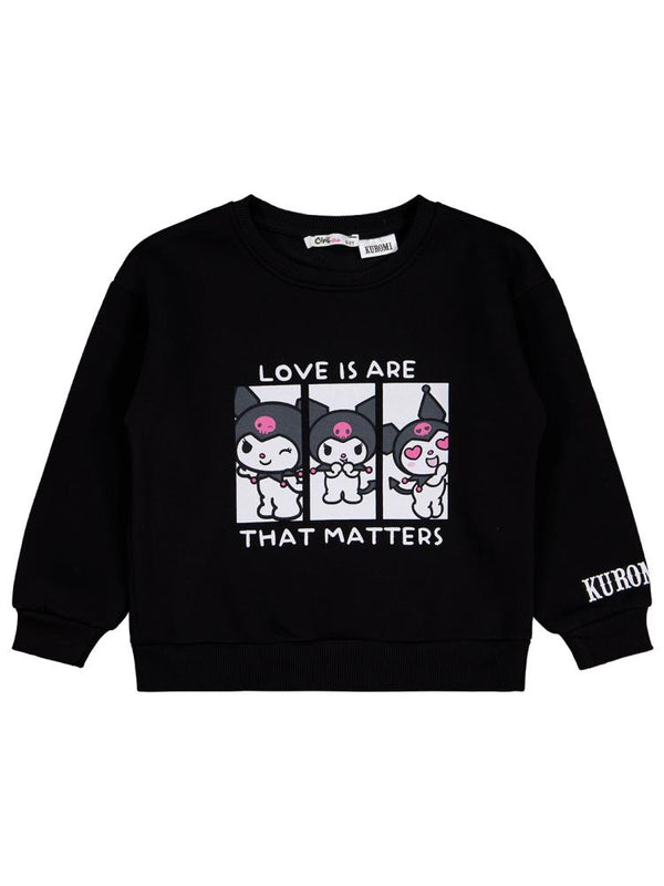 Kuromi 6-9 Yaş Sweatshirt - Siyah