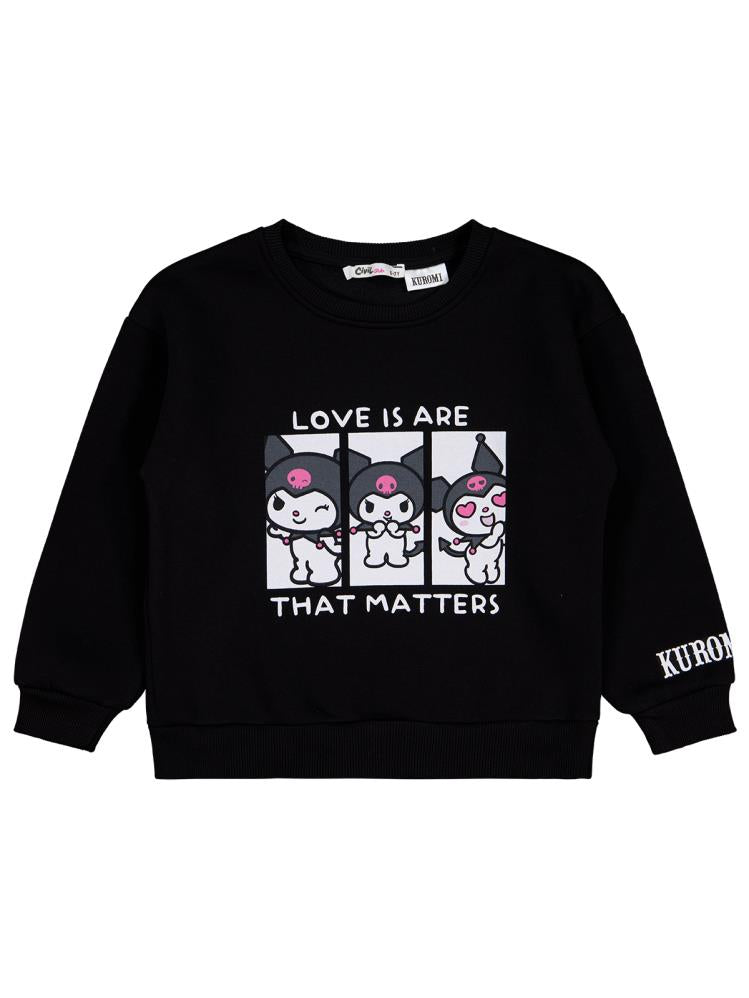 Kuromi 6-9 Yaş Sweatshirt - Siyah