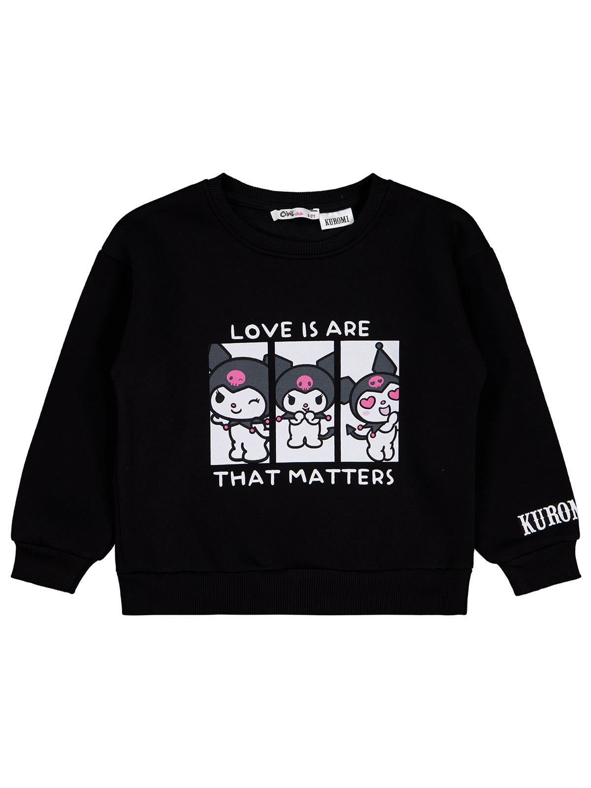 Kuromi 6-9 Yaş Sweatshirt - Siyah