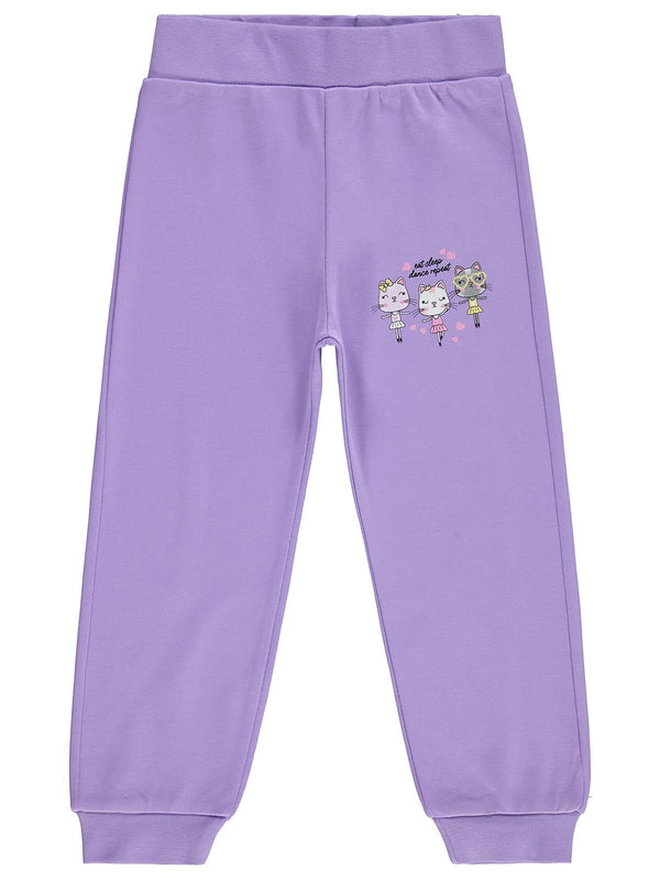 Civil Girls Kediler Baskılı 2-5 Yaş Eşofman Altı - Lila